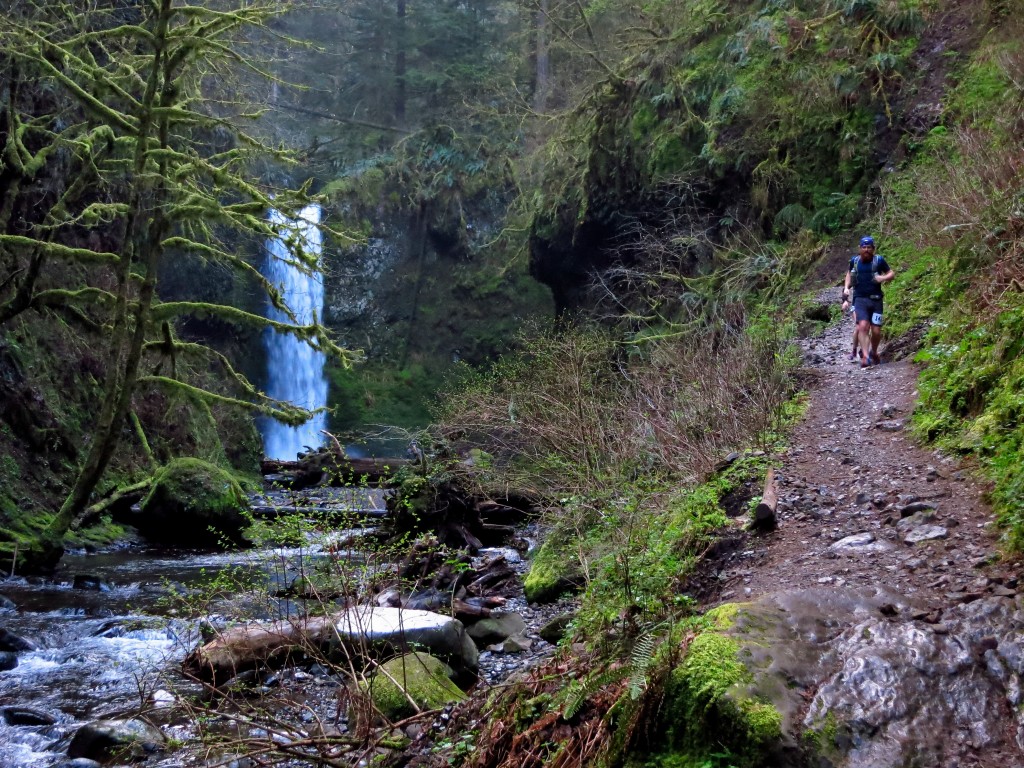 Wiesendanger Falls, one of many in the first 5miles of the course, 4/1/16.