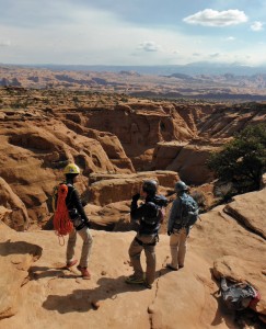 Myself, Grant and Amanda surveying the canyon from the first rap station. Photo by Ben Smith