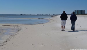 Recovery stroll along the white sand beaches near Biloxi, MS.