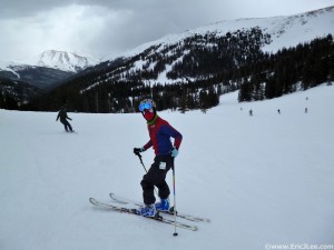 Me as Spidey shredding some corduroy at Loveland on closing day, 5/5/13.