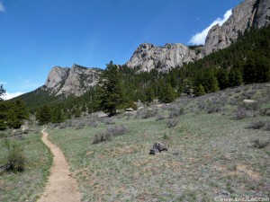 Trail leading around the front side of Lumpy Ridge in RMNP.