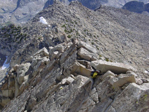Me climbing some class 3/4 slab on Giraud Peak in the Sierras, circa 2006.