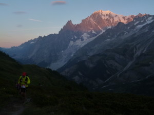 Sunrise on the Mont Blanc massif near Refugio Bertone.
