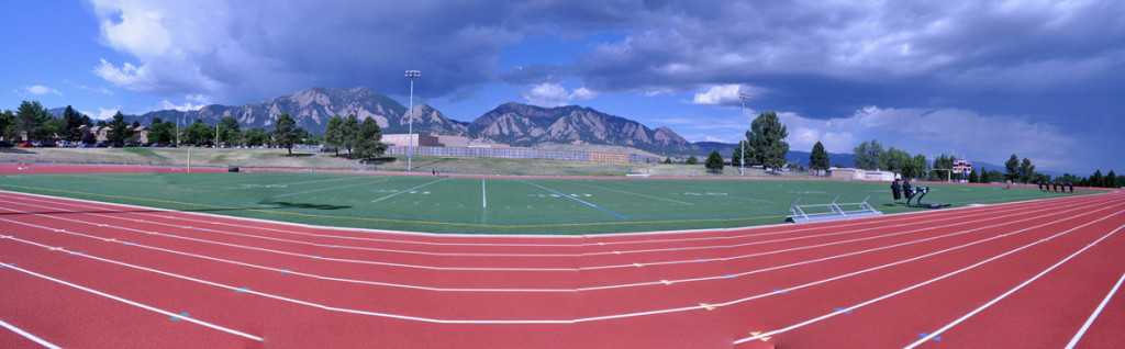 My neighborhood track at Fairview Highschool.  At least the view is nice. Photo from www.coloradofilm.org