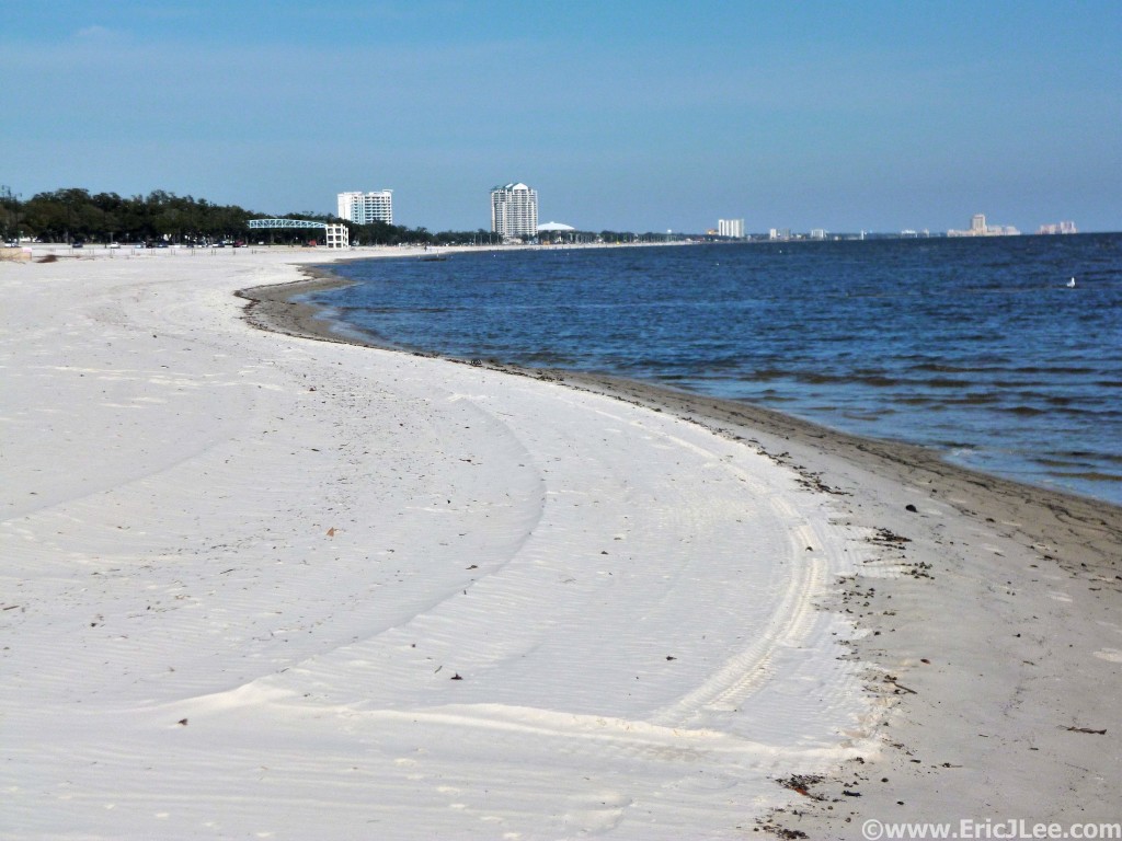Running the soft white sand beaches of the Gulf Coast near Gulfport.