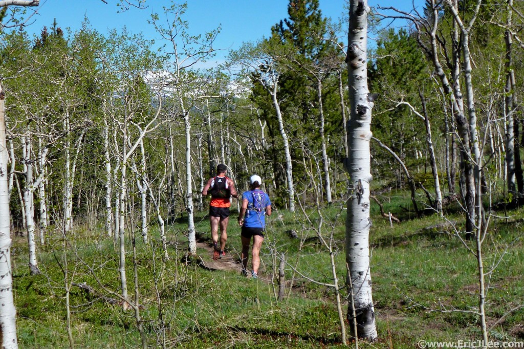 Running through the aspens on the Dirty Thirty course.