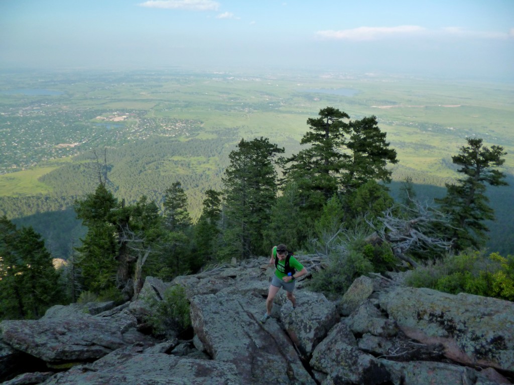 Ryan 'running' up the East Ridge of Bear Peak, Steep! 6/12/14.