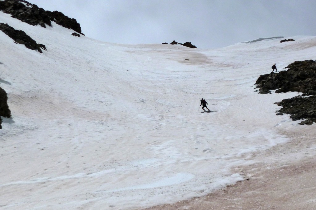 Dana skiing the North Couloirs on Missouri Mt, 6/15/14.