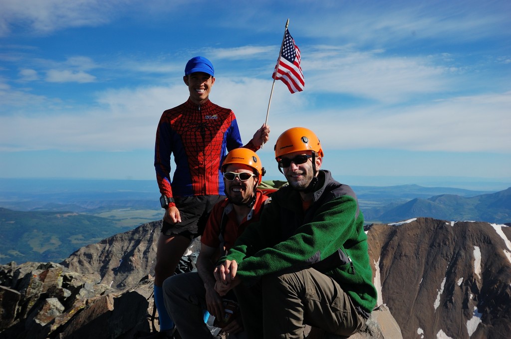 On the summit of El Diente, my 58th and final CO 14er with Ben and Bruce. 7/4/14.