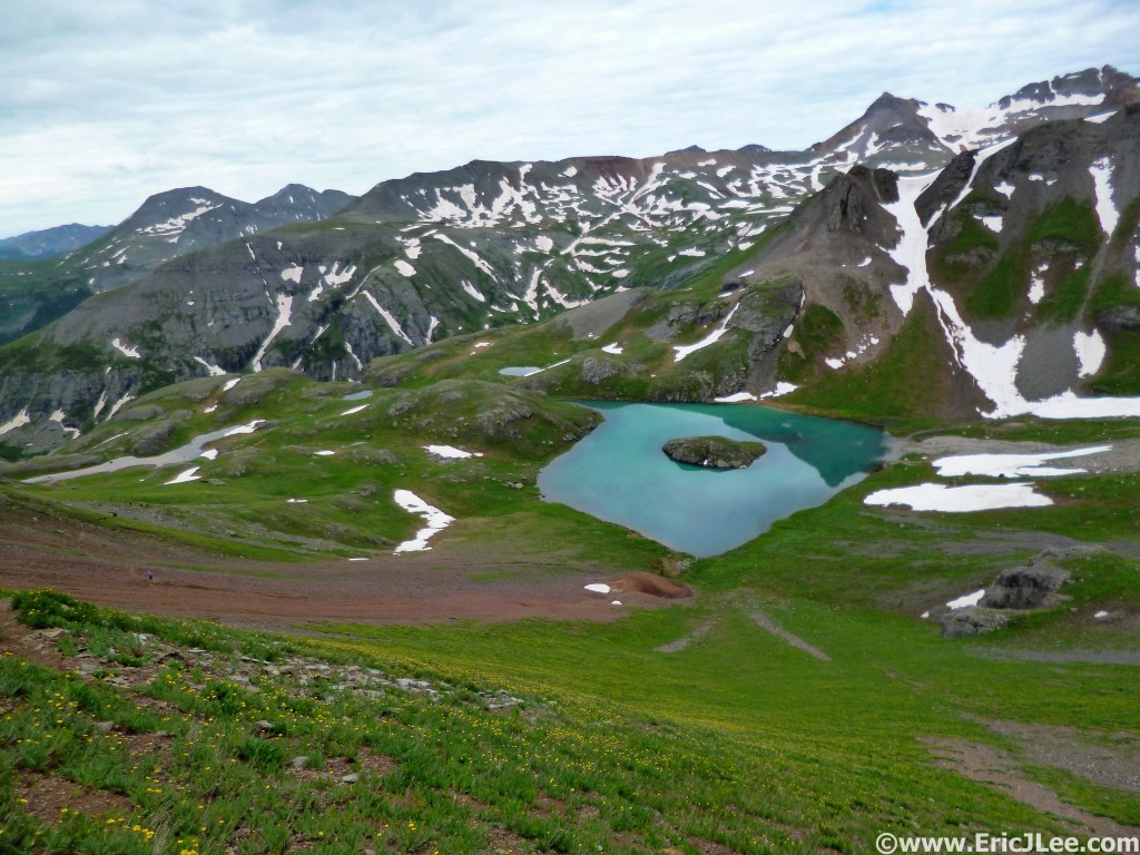 Island Lake with Ice Lake Basin in the background, nearing Grant Swamp Pass.