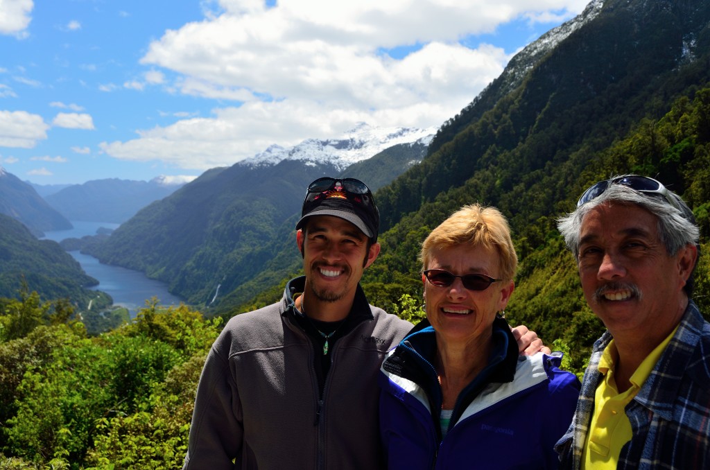 My parents and I before our amazing overnight boat cruise on Doubtful Sound in the Fiordlands region of New Zealand.