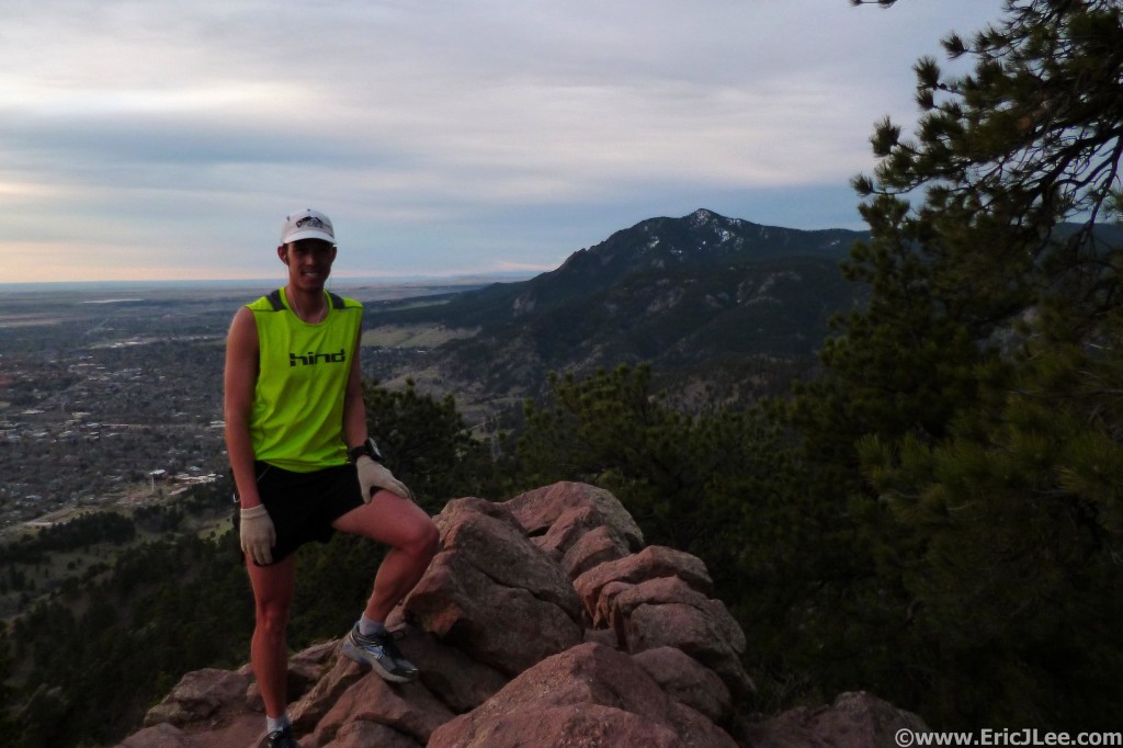 First summit of 11 on the day of Mt Sanitas, training with the RMR.