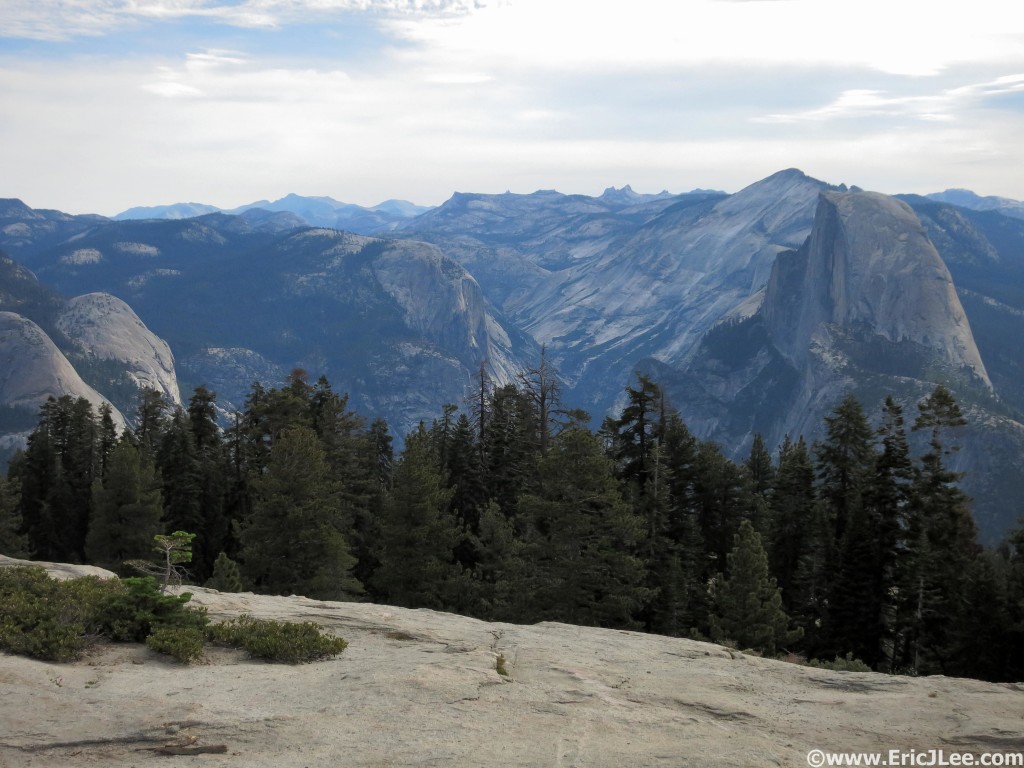 View from the top of Sentinel Dome toward Half Dome, Cloudsrest and Tenaya Canyon.