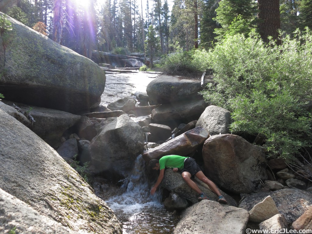 Cooling off in the upper reaches of Snow Creek, a regular occurrence, and a necessity.
