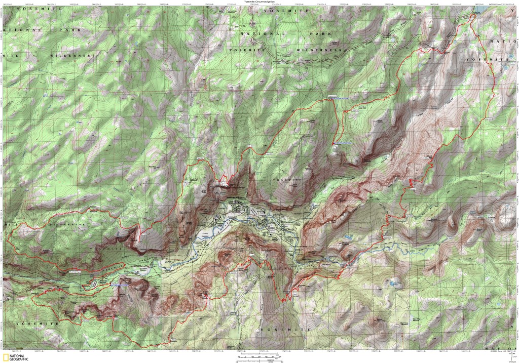 The actual GPS track from my loop around the Yosemite Valley.