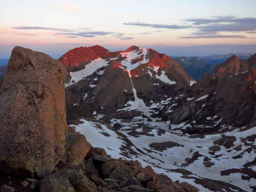 Sunrise from the top of Windom Peak looking into Chicago Basin.