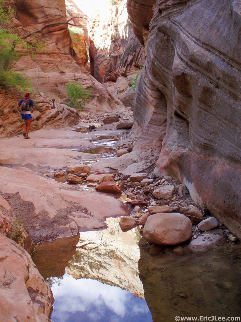 Cruising up the trail out of the Virgin River in the middle of the Zion Traverse (May 2009)